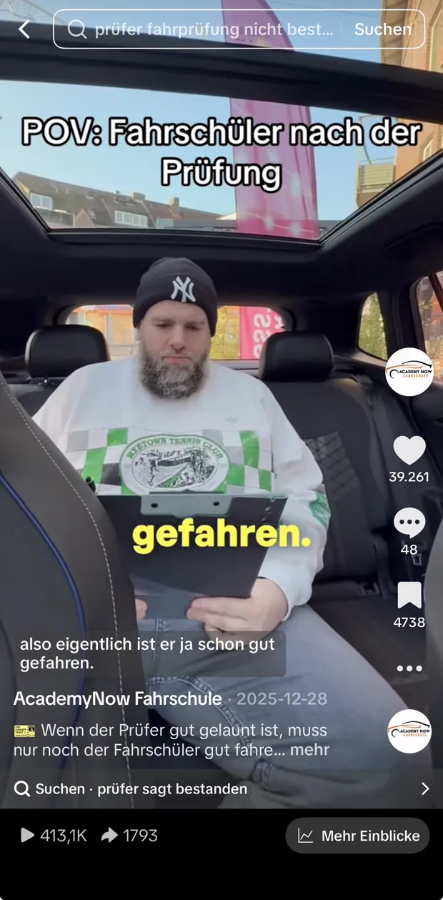 TikTok: POV Fahrschüler nach der Prüfung