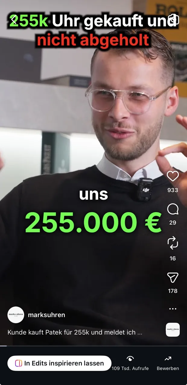 Reel: Kunde kauft Patek für 255k