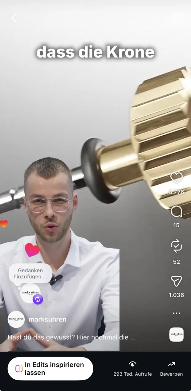 Reel: Symbole auf der Krone