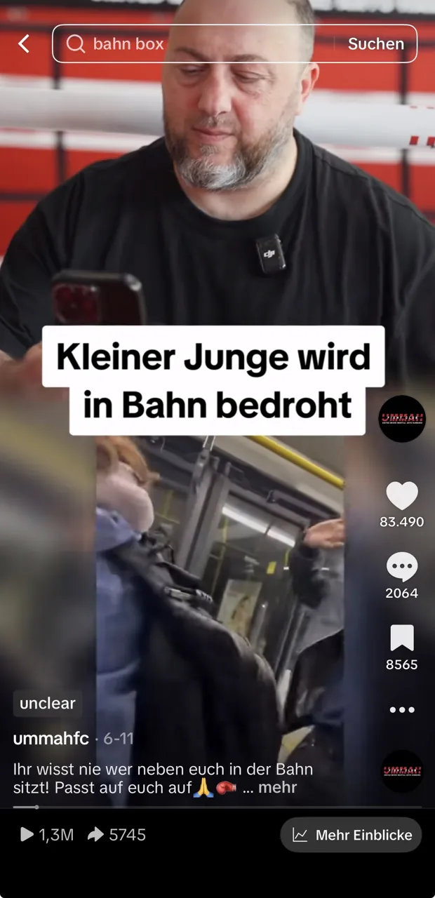TikTok: Kleiner Junge wird in Bahn bedroht
